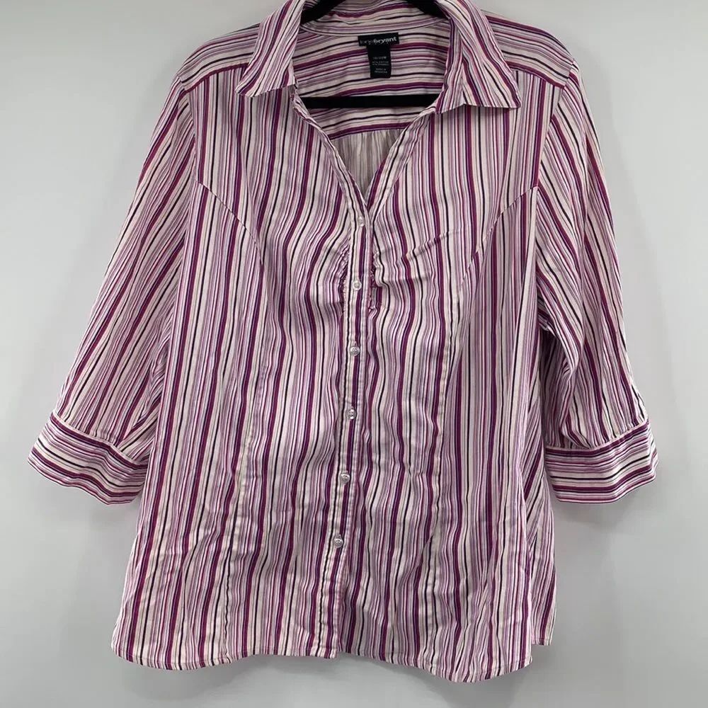 Lne Bryant Stripped Purple Blouse size 18/20W